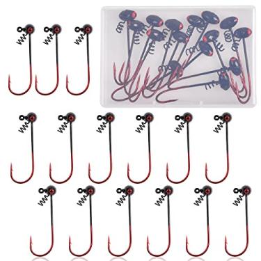 Imagem de Shakyhead Jig Hooks Iscas de pesca - 15 peças de cabeça de futebol com ganchos farpados de trava de parafuso para pesca de robalo 1/453.6 g, 1/226.8 g, 1/113.4 g