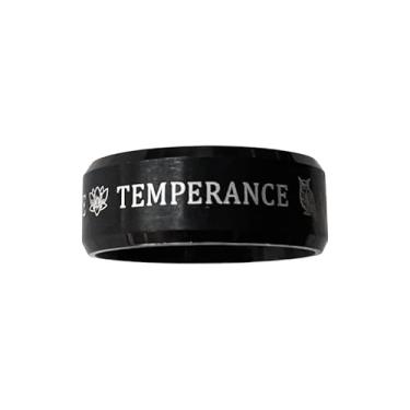 Imagem de STOIC STORE UK Anel de texto The Four Cardinal Virtues of Stoicism - Anel de aço inoxidável com virtudes estoicas com texto embrulhado - Anéis masculinos virtudes religiosas femininas para prática estoica diária - Sabedoria, Coragem, Justiça, Temperança, US 07, Sem pedra preciosa, Sem pedra preciosa