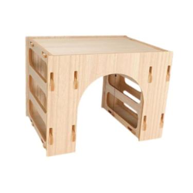 Imagem de WeiLaiKeQi Alimentador de feno de madeira para coelhos, dispensador de feno, suporte para grama de, dispensador de alimentos, hamsters, casa de brinquedo,