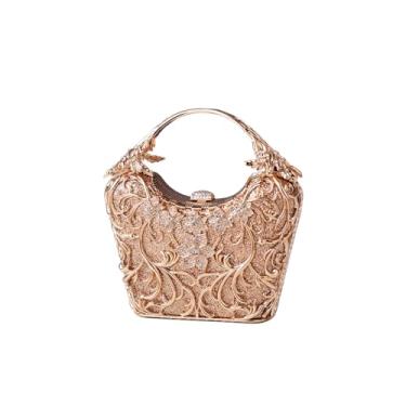 Imagem de CORIOS Bolsa feminina de strass para noite com lantejoulas brilhantes bolsa de mão de cristal bolsa de mão de casamento bolsa de ombro com glitter, Dourado, Large