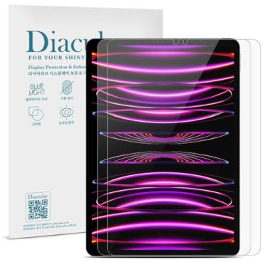 Imagem de Diacube Pacote com 2 películas protetoras de tela PET 6H com revestimento de vidro para iPad Pro 6ª/5ª/4ª/3ª geração 12,9 polegadas, transparente HD, compatível com ID facial e Apple Pencil, antiluz
