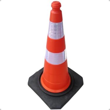 Imagem de Cone De Sinalização Com Base de Borracha 75cm Laranja 3,9kg Obra Estacionamento Evento