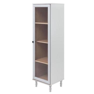 Imagem de Cristaleira 1 Porta Vidro Pés Madeira 151x40 cm E963 Cinza Dtall - Mil