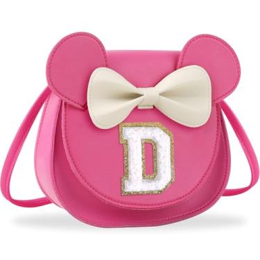 Imagem de Presentes de aniversário para meninas de 2, 3, 4, 5, 6, 7, 8, 9 e 10 anos de idade, bolsa infantil infantil para meninas pequenas com laço de orelha de rato personalizado, Branco pequeno rosado, D, D