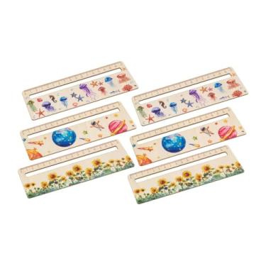 Imagem de ＫＬＫＣＭＳ 6 pçs régua de escala régua de madeira papelaria ferramenta de medição suprimentos crianças colorido centímetro de madeira estudante régua diário, Amarelo