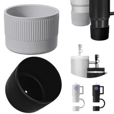 Imagem de NiHome 2 peças de bota protetora de silicone com capa de canudo para Stanley Quencher 40 850.5 g IceFlow 20 850.5 g e garrafa Hydroflask 340.2-680.4 g, acessórios para Stanley Cup-Bottom Sleeve &
