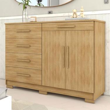Imagem de Cômoda Tailândia 2 Portas 5 Gavetas Nature/Brisa - Panorama Móveis, Mo