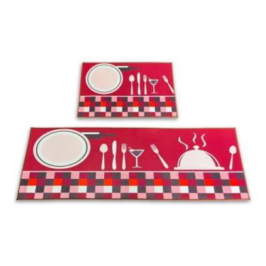 Imagem de Conjunto Kit Jogo 2 Tapetes Para Cozinha Quarto Entrada Antiderrapante