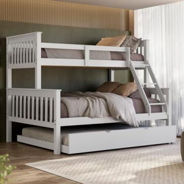 Imagem de Triliche Com Cama De Casal Solteiro Em Madeira Woodstore e Aux Casal (Branco)