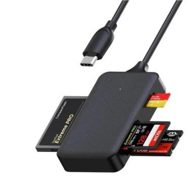 Imagem de Leitor De Cartão Cf Tf Sd Ms Adaptador 4 Em 1 Tipo C E Usb - djah