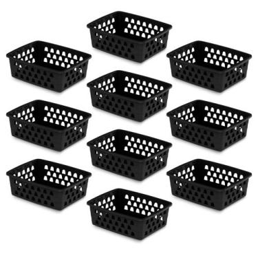 Imagem de Kit 10 Cestos Organizadores 20x15,5x6,5 Médio Geladeira Gaveta Rosa Tr