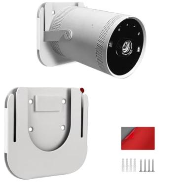 Imagem de Chanvoo Suporte de parede sem perfuração compatível com projetor Samsung Freestyle Suporte de teto, acessórios Freestyle 2 Prateleira de montagem em parede de aço (branco)