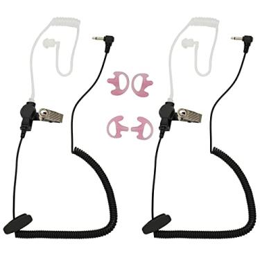 Imagem de GoodQbuy Fone de ouvido de tubo acústico de vigilância apenas receptor/audição de 3,5 mm com um par de moldes médios para rádios bidirecionais, transceptores e microfones, alto-falantes de rádio,