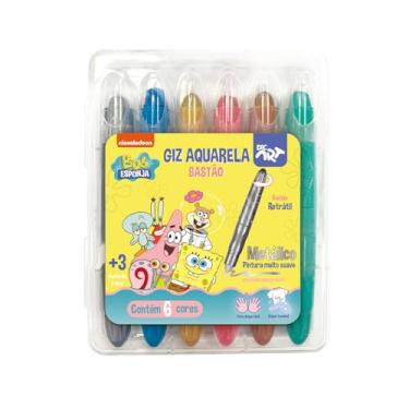 Imagem de DAC - Giz de Cera Retrátil Aquarela Metálica com 6 Cores - Bob Esponja