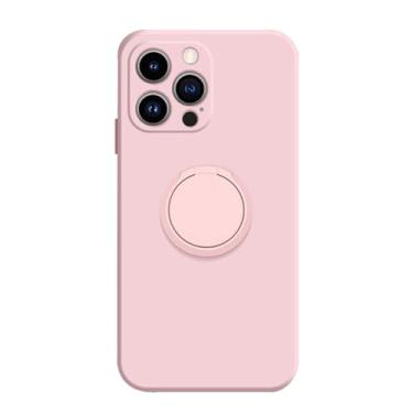 Imagem de LYJSMGZ Capa fina para iPhone 16 Pro Max/16 Pro/16 Plus/16, anel giratório, capa de silicone macio suporta sucção magnética de veículos, rosa, 16 Pro Max