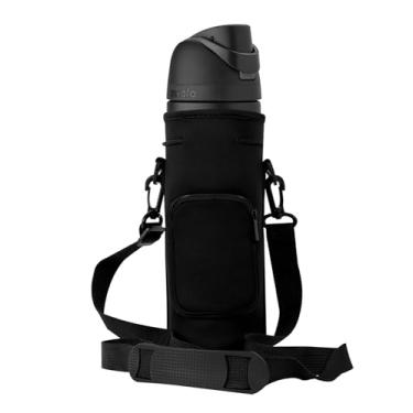 Imagem de Bolsa térmica de neoprene para garrafa de água, impermeável, antiderrapante, antiarranhões com alça de ombro, adequada para garrafa de água de aço inoxidável isolada Owala (preta, para 947 g)