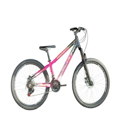 Imagem de Bicicleta Aro 26 Velooh Attack Freeride Rosa Com Preto 21v Aero Câmbios Importados