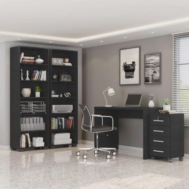 Imagem de Kit 4 Peças com Escrivaninha, Gaveteiro e 2 Estantes Livreiros