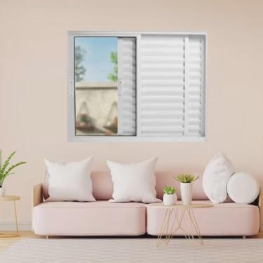 Imagem de Janela Veneziana de Alumínio 3 Folhas 120 x 150cm Linha 25 Esquadrias Bergamo Branco