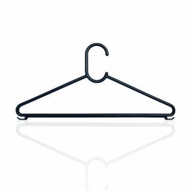 Imagem de Cabide de Roupa Adulto Plástico Preto Kit Com 10 Peças Preto - Metais 