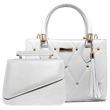 Imagem de Kit 2 Bolsas Femininas Transversal De Ombro Tiracolo Bolsa Pequena Tote Clutch Alça Removivel (Branco)