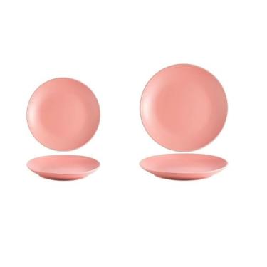 Imagem de Prato de cerâmica para bife de macarrão estilo ocidental, prato de sobremesa criativo de hotel - rosa - 26,7 cm