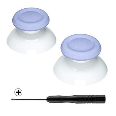 Imagem de eXtremeRate Dupla cor de reposição 3D Joystick Thumbsticks, palitos de polegar analógicos com chave de fenda Phillips para PlayStation 4 PS4 Slim Pro Controller, Light Violet & White