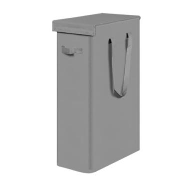 Imagem de Cesto de roupa suja fino de 40 litros com tampa – cesto de roupas estreito alto com alças, cesto de bebê para espaços pequenos, cesto de roupa suja dobrável para armário, banheiro pequeno, dormitório