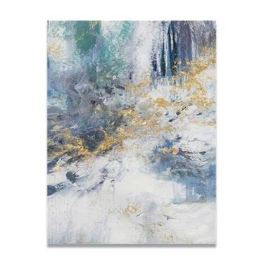 Imagem de Tela abstrata verde e branca pintura de parede impressão em tela pôster imagem colorida moderna arte abstrata decoração de parede corredor escadas decorações de quarto 55 x 40 cm