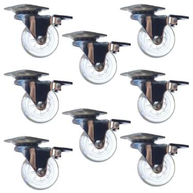 Imagem de Jogo 8 Rodizios Giratorio Roda Gel/silicone 50mm Com Trava - METALNOX