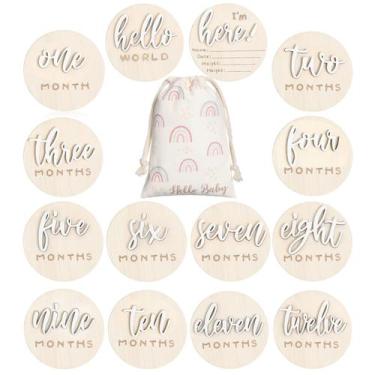 Imagem de Cartões Milestone mensais Burbell Hello World Newborn, pacote com 7