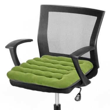 Imagem de BUYUE Almofada acolchoada para cadeira de escritório de bom suporte, veludo macio, confortável, antiderrapante para cadeira de mesa de computador (1 unidade, verde)