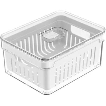 Imagem de Kit 4 Organizadores Geladeira Armário Cozinha 2,2 Litros Alimentos Vegetais Caixa Plástica para Legumes Saladas Cor Transparente