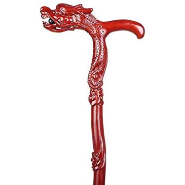 Imagem de LXPYMXDP Bengala de caminhada, bengala de madeira para homens e mulheres, bengala de madeira maciça, bengala de madeira maciça de sândalo vermelho para idosos, portátil