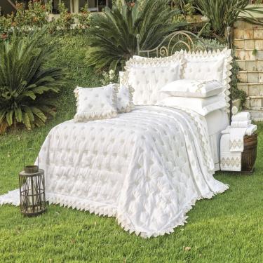 Imagem de Kit Enxoval Queen Bordado 400 Fios Sensualle Branco 5 Peças