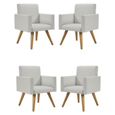 Imagem de Kit 04 Poltronas Nina Para Recepção Linho Cinza Claro