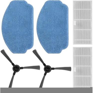 Imagem de XIEBro Life Almofadas de esfregão (2 pacotes), escova lateral (1 par) e filtros (2 pacotes), compatíveis com o aspirador de pó robô inteligente BR151-YY, acessórios de substituição