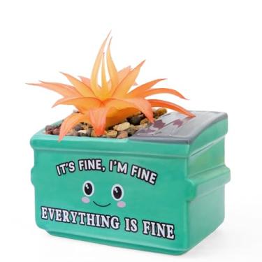 Imagem de YINUOWEI Vaso de cerâmica de suporte emocional, vasos de suculentas e vasos de plantas pequenas para decoração de mesa, acessórios de mesa de lixo, presentes engraçados para mulheres, homens, amigos