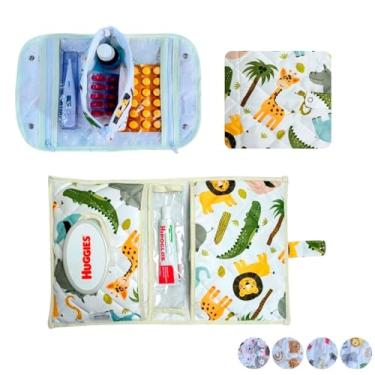 Imagem de Farmacinha Necessaire Porta Remédios Portátil + Porta Fraldas, lenço Umedecido e Pomada Menina MeninoPara Bebê(FLORESTA)