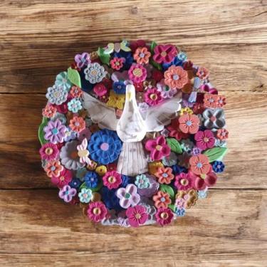 Imagem de Mandala em madeira, divino e flores 50 cm - Serginho entalharte