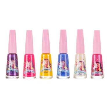 Imagem de Kit 3 Esmaltes Unicórnio Infantil Safira Cores Coloridos Criança Unhas