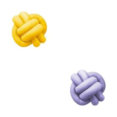 Imagem de Almofadas De Nó 28cm x 28cm Lindas Decorativas Sala Sofá Cama Cores (AMARELO E LILÁS)