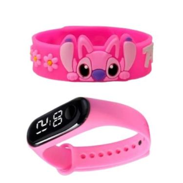 Imagem de Relogio digital a prova d agua e pulseira infantil feminina do Stich ,