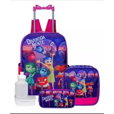 Imagem de Kit Escolar Mochila Lilás Divertidamente De Carrinho Com Estojo e Lanc