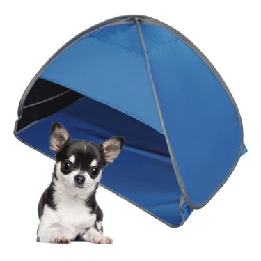 Imagem de HACRAHO Abrigo De Praia Pop-Up, 1 Pacote Barraca Dobrável Para Acampamento Ao Ar Livre, Piquenique, Mini Cabeça Anti-Uv, Cola Preta E Azul