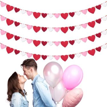 Imagem de Lainlight Guirlanda De Corações Feltro Para Decoração Do Dia Dos Namorados, Faixa 12 Metros, Vermelho, Branco, Rosa Bordô, Escritório, Quarto, Sala Aula E Festa, Sem Necessidade Fazer Você Mesmo, 64