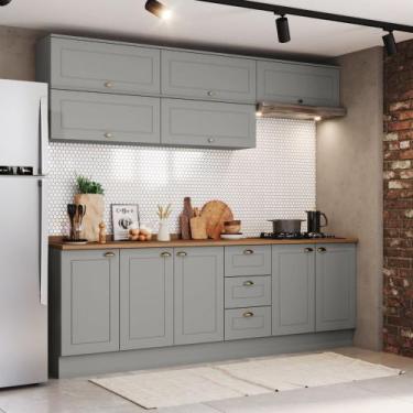 Imagem de Cozinha Compacta 240cm 8 peças 10 Portas 3 Gavetas Americana Henn, Cin