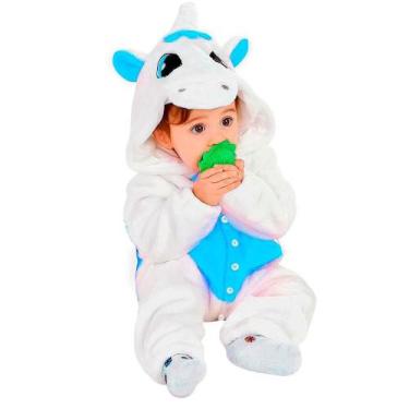 Imagem de Kigurumi Bebê Menina ou Menino de Unicornio Fantasia Pijama de Inverno
