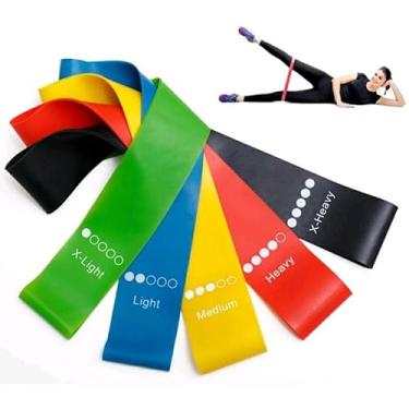 Imagem de Kit Faixa Elastica Exercicio Mini Band Extensor Faixa De Borracha Academia Treino Em Casa Ginastica Pilates Fisioterapia Funcional Yoga Musculação