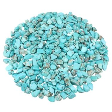 Imagem de 400 g quartzo triturado aquário cascalho enchimento pedras suculentas decoração de casa pedras de aquário pedras naturais polidas a granel formato irregular - turquesa